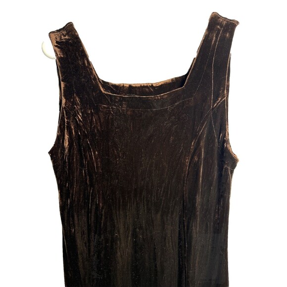 VTG burnout Brown Velvet Maxi Dress 90s  Whimsigoth Fairygrunge One Size - Picture 4 of 9